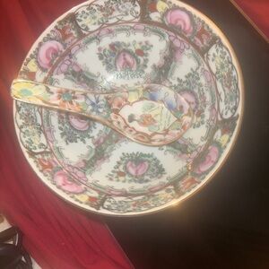 Elegant Multicolor Porcelain Bowl and Spoon Set